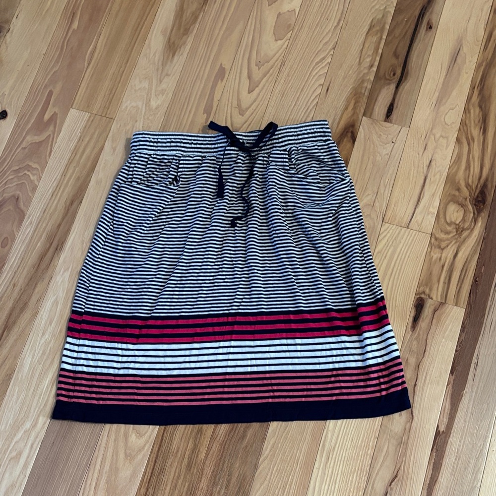 Max Studio Navy and Pink Striped Skirt